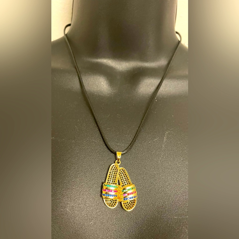 Micro Pave Austrian Crystal Sandals Necklace